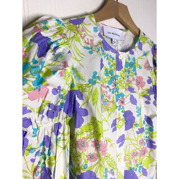 LES REVERIES Elizabeth Floral Puff Sleeve Blouse US SMALL NWT $295 - Picture 11 of 13